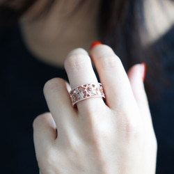 移う紅葉の透かしオープンリング ピンクゴールド《送料無料》もみじ 秋 3枚目の画像