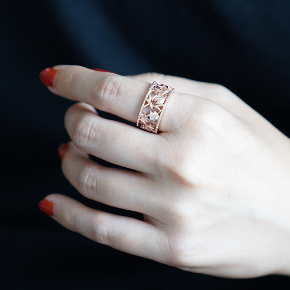 移う紅葉の透かしオープンリング ピンクゴールド《送料無料》もみじ 秋 11枚目の画像