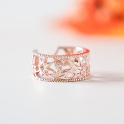 移う紅葉の透かしオープンリング ピンクゴールド《送料無料》もみじ 秋 10枚目の画像