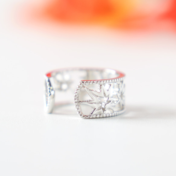 移う紅葉の透かしオープンリング シルバー《送料無料》もみじ 秋 4枚目の画像