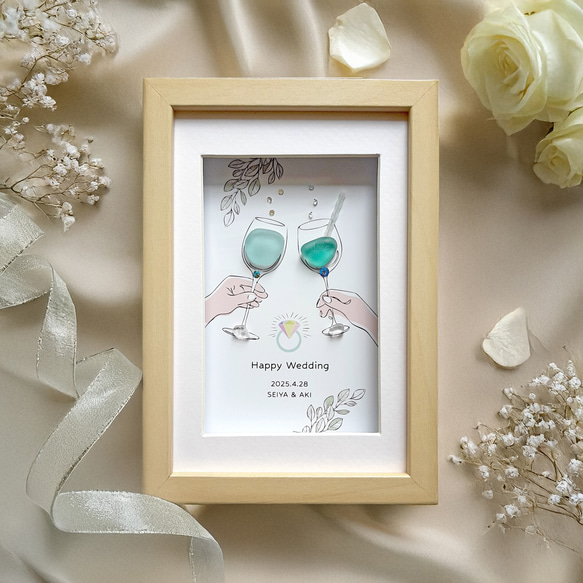 シーグラスアート 『flower date』 フェアリーとデイジーの花