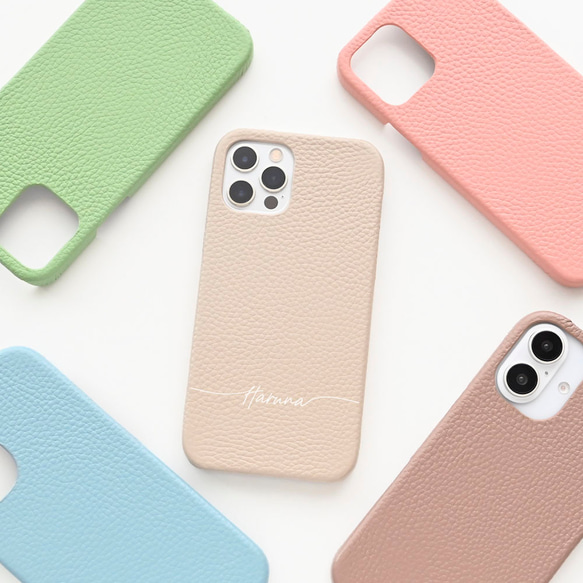 全機種対応 スマホケース 【 本革 まるっと Nuance パステル 名入れ 】 ニュアンスカラー 文字入れ BR06U 10枚目の画像
