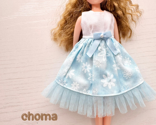 リカちゃん 服 ワンピース 水色 レース その他人形 CHOMA 通販