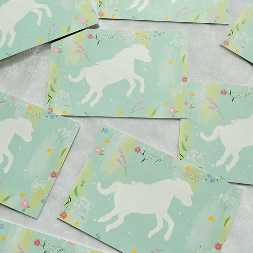 年賀はがき 午年 10枚セット かわいい 馬 イラスト デザイン