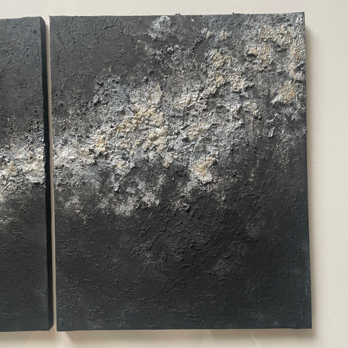 ブラックとシルバーのテクスチャーアート 絵画 アートパネル