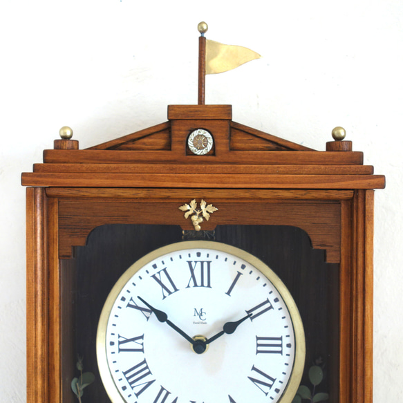 【送料無料】NOSTALGICO#061 レトロな掛け時計 前面アクリルガラス扉付き　Mサイズ 4枚目の画像