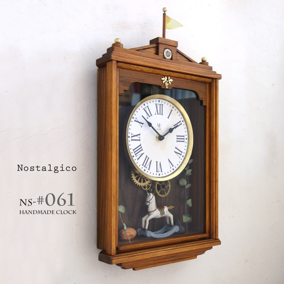 【送料無料】NOSTALGICO#061 レトロな掛け時計 前面アクリルガラス扉付き　Mサイズ 3枚目の画像