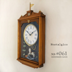 【送料無料】NOSTALGICO#061 レトロな掛け時計 前面アクリルガラス扉付き　Mサイズ 2枚目の画像