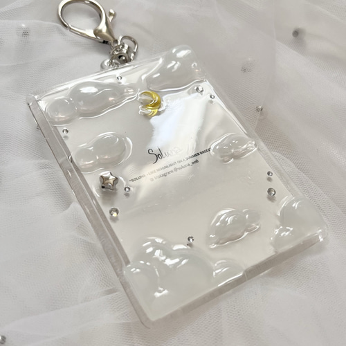 トレカケース トレカキーホルダー ハンドメイド レジン 月 雲 デコ