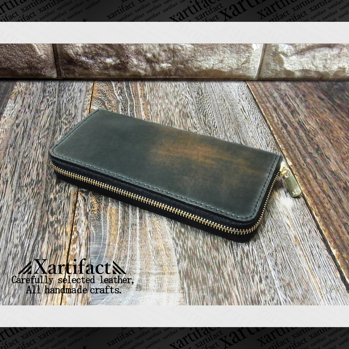 ロカド社製シェルコードバン【"Marbled"マーブル】(９色)ラウンドファスナー長財布【フルカラーオーダー】