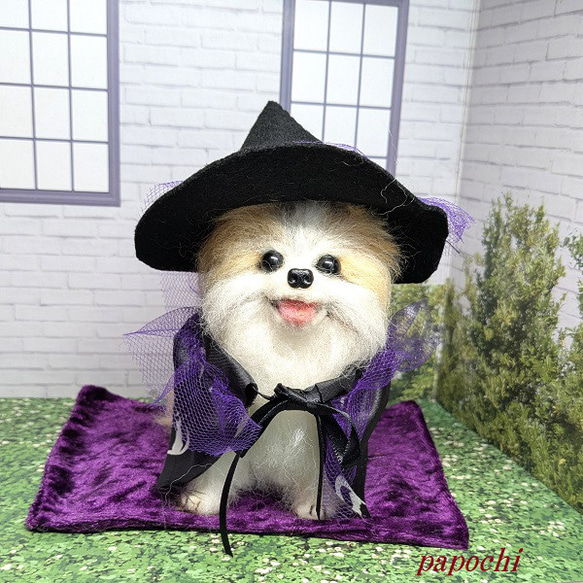 羊毛フェルト　にこにこポメラニアン 羊毛フェルト リラックスポメラニアン 白ポメ - メルカリ