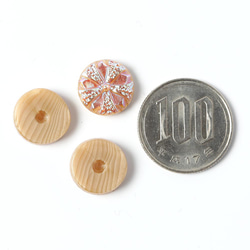 2つ売 ガラスカボション カフェオレ＆メタリック 1.3cm 3枚目の画像