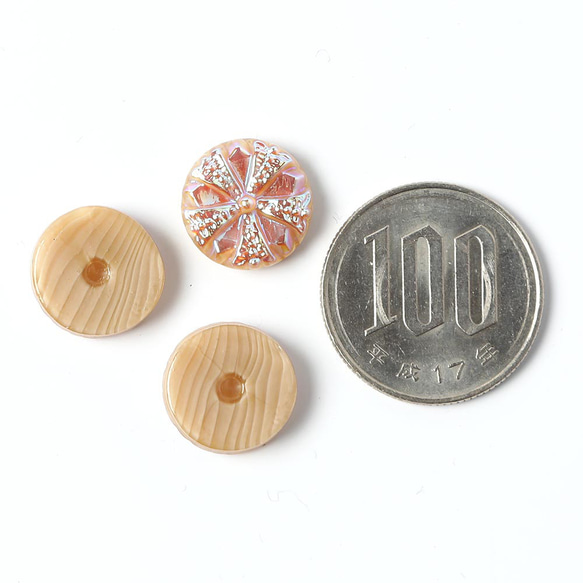 2つ売 ガラスカボション カフェオレ＆メタリック 1.3cm 3枚目の画像