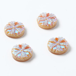 2つ売 ガラスカボション カフェオレ＆メタリック 1.3cm 2枚目の画像