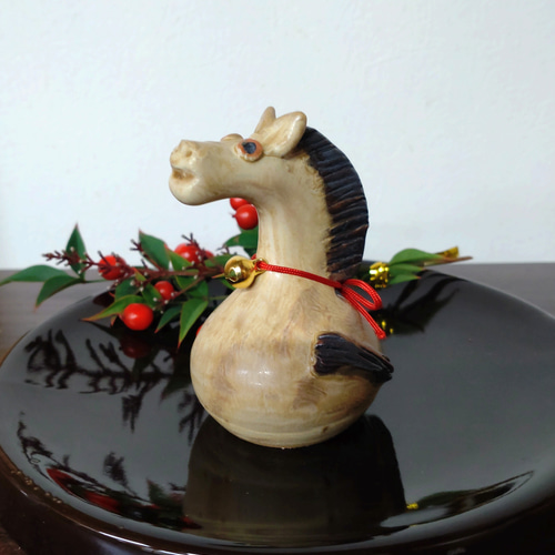 即発送2日以内【干支小物2026】陶器の干支の置物 午（うま） 「お