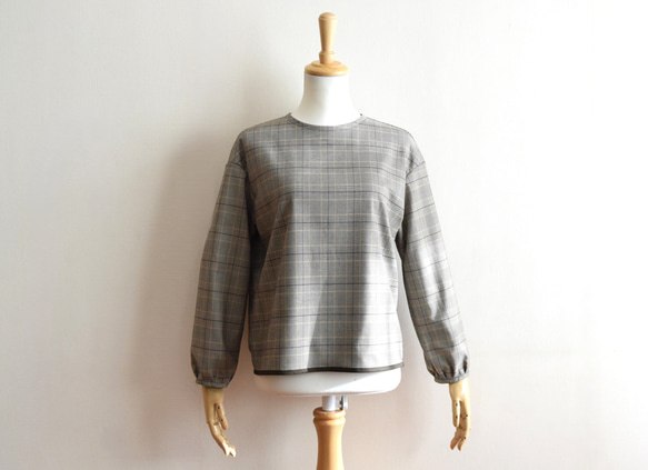 秋のグレンチェック/クラシックブラウス☆茶系 3枚目の画像