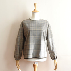 秋のグレンチェック/クラシックブラウス☆茶系 1枚目の画像