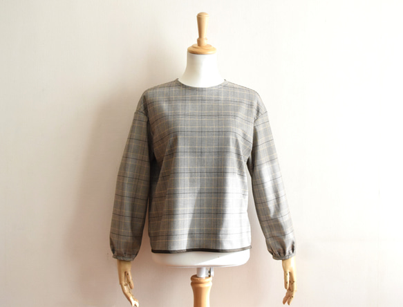 秋のグレンチェック/クラシックブラウス☆茶系 1枚目の画像