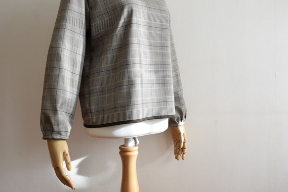 秋のグレンチェック/クラシックブラウス☆茶系 5枚目の画像