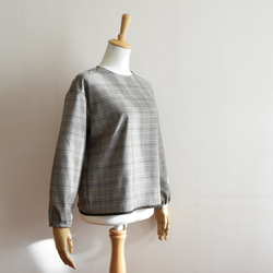 秋のグレンチェック/クラシックブラウス☆茶系 4枚目の画像