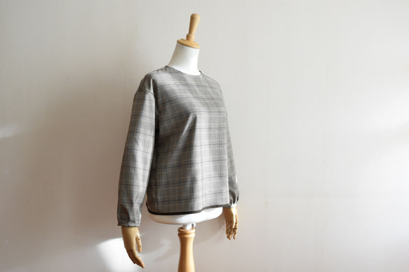 秋のグレンチェック/クラシックブラウス☆茶系 4枚目の画像