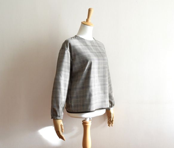 秋のグレンチェック/クラシックブラウス☆茶系 2枚目の画像