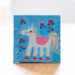 原画】水面に浮かぶ 花 約273×160mm（M3サイズ）キャンバス 送料無料