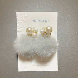 大人気2way♡冬につけたいファー＆オールシーズン大活躍シンプルパール*ピアス 9枚目の画像
