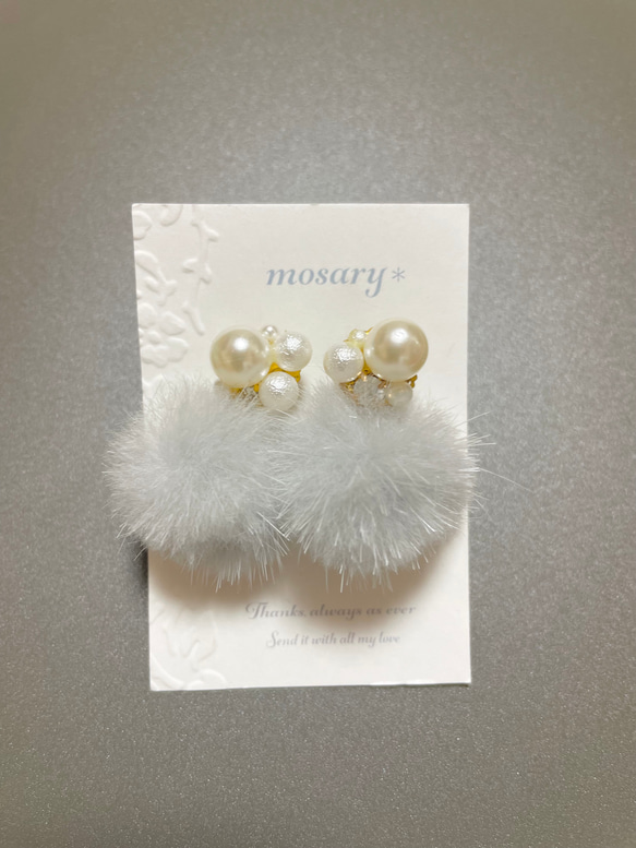 大人気2way♡冬につけたいファー＆オールシーズン大活躍シンプルパール*ピアス 9枚目の画像