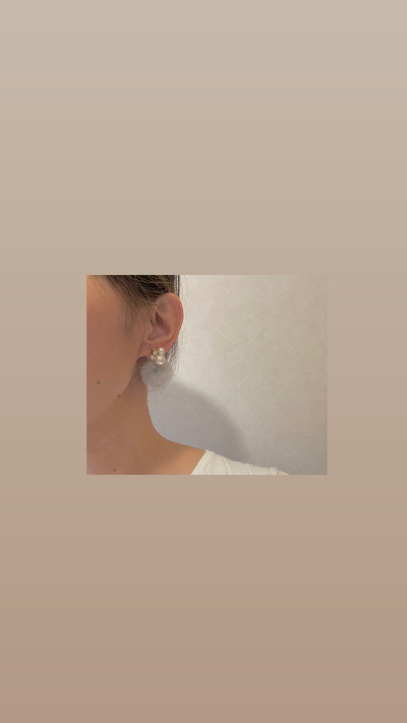 大人気2way♡冬につけたいファー＆オールシーズン大活躍シンプルパール*ピアス 5枚目の画像