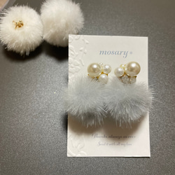 大人気2way♡冬につけたいファー＆オールシーズン大活躍シンプルパール*ピアス 7枚目の画像