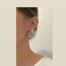 大人気2way♡冬につけたいファー＆オールシーズン大活躍シンプルパール*ピアス 4枚目の画像