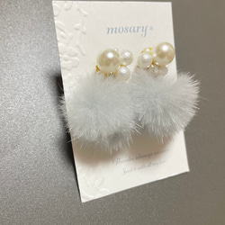 大人気2way♡冬につけたいファー＆オールシーズン大活躍シンプルパール*ピアス 6枚目の画像