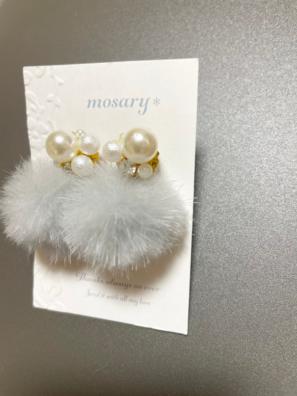 大人気2way♡冬につけたいファー＆オールシーズン大活躍シンプルパール*ピアス 11枚目の画像