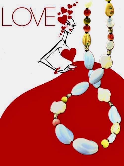 白バラビーズネックレス