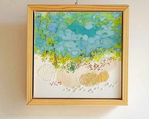 日本画】アートパネル『maruike Ⅲ』額装【原画】 絵画 KAZE_MACHI