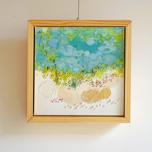 日本画】アートパネル『maruike Ⅲ』額装【原画】 絵画 KAZE_MACHI