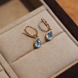 天然ダイヤモンド付きアクアマリンペンダントトップk18