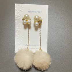 【秋冬人気アイテム2wayでお楽しみいただけます♡】ファーチェーン❁⃘*.ﾟふわふわ♡揺れるファーピアス 3枚目の画像