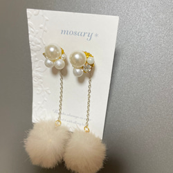 【秋冬人気アイテム2wayでお楽しみいただけます♡】ファーチェーン❁⃘*.ﾟふわふわ♡揺れるファーピアス 5枚目の画像