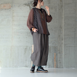 ミステリアスに煌めく♪オリエンタルパッチワークブラウス（25w-07）ブラウン 9枚目の画像