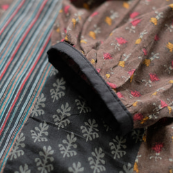 ミステリアスに煌めく♪オリエンタルパッチワークブラウス（25w-07）ブラウン 17枚目の画像