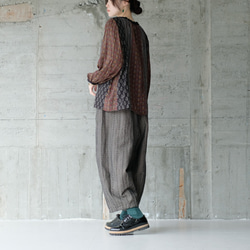 ミステリアスに煌めく♪オリエンタルパッチワークブラウス（25w-07）ブラウン 7枚目の画像