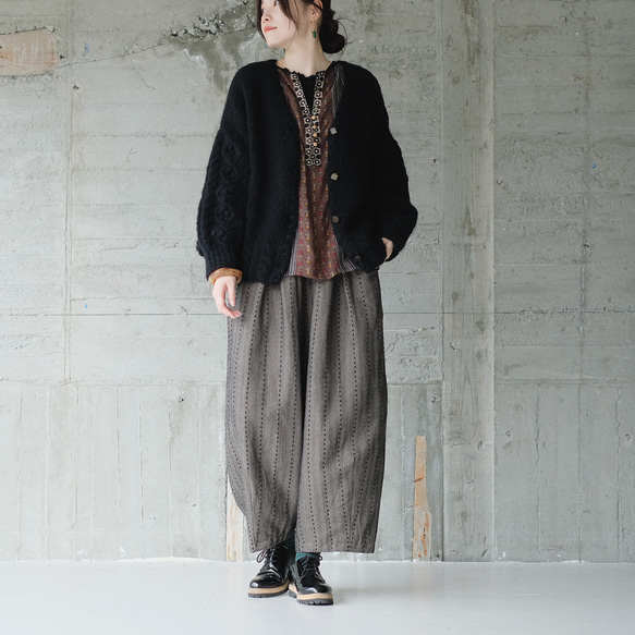 ミステリアスに煌めく♪オリエンタルパッチワークブラウス（25w-07）ブラウン 10枚目の画像