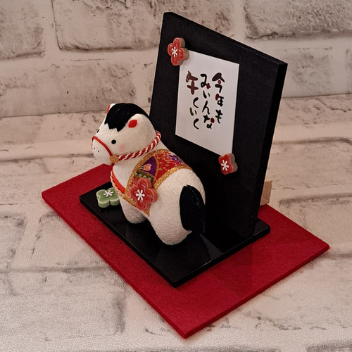 2026 干支飾り 午♡ 午年お正月飾り ちりめん細工人形 卓上タイプ 干支