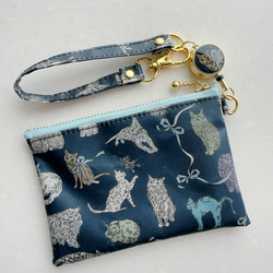 リバティ2025AW「コー・アンド・エイト」（ネイビー地）パスケース＆リールストラップ☆ラミネート☆PVC 3枚目の画像