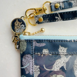 リバティ2025AW「コー・アンド・エイト」（ネイビー地）パスケース＆リールストラップ☆ラミネート☆PVC 5枚目の画像