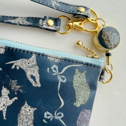 リバティ2025AW「コー・アンド・エイト」（ネイビー地）パスケース＆リールストラップ☆ラミネート☆PVC 8枚目の画像