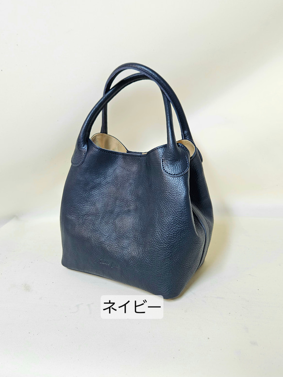 新作日本製　持ち手を丸くし上品にまた可愛く　お出かけに最適なサイズ感の本革 トートバッグ Marle=マール 13枚目の画像
