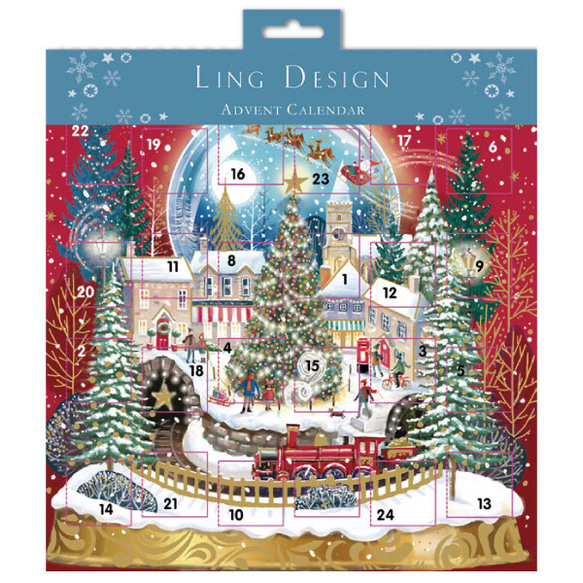 カードタイプの新size！送って楽しめる！『スクエア型！アドベントクリスマス　グリーティングカード　楽しい広場』 1枚目の画像